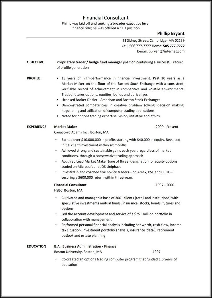 Family Business Consultant Resume Example