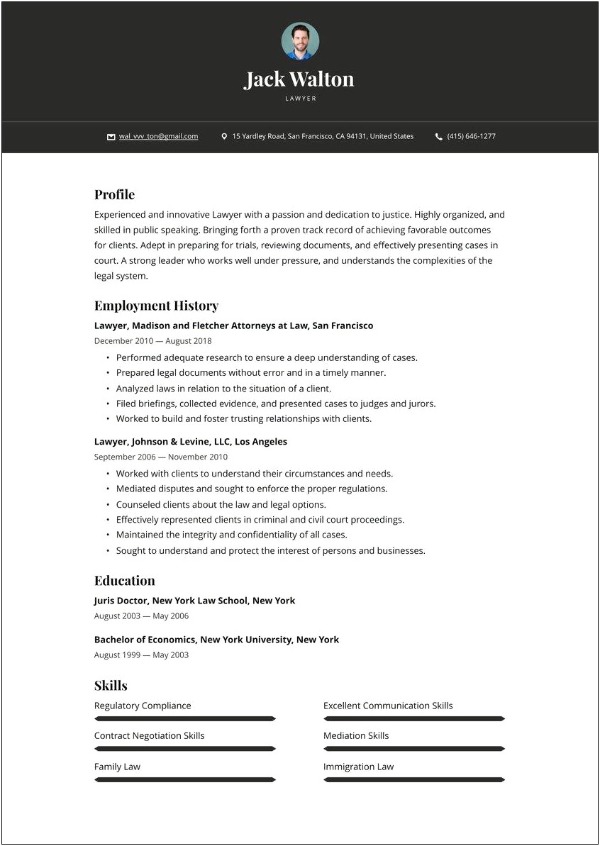 Family Law Attorney Resume Example