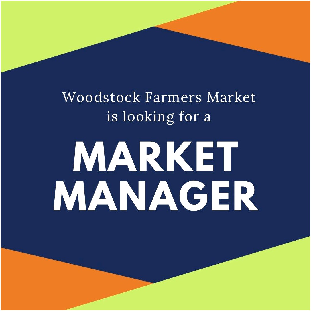 Farmer's Market Manager Resume