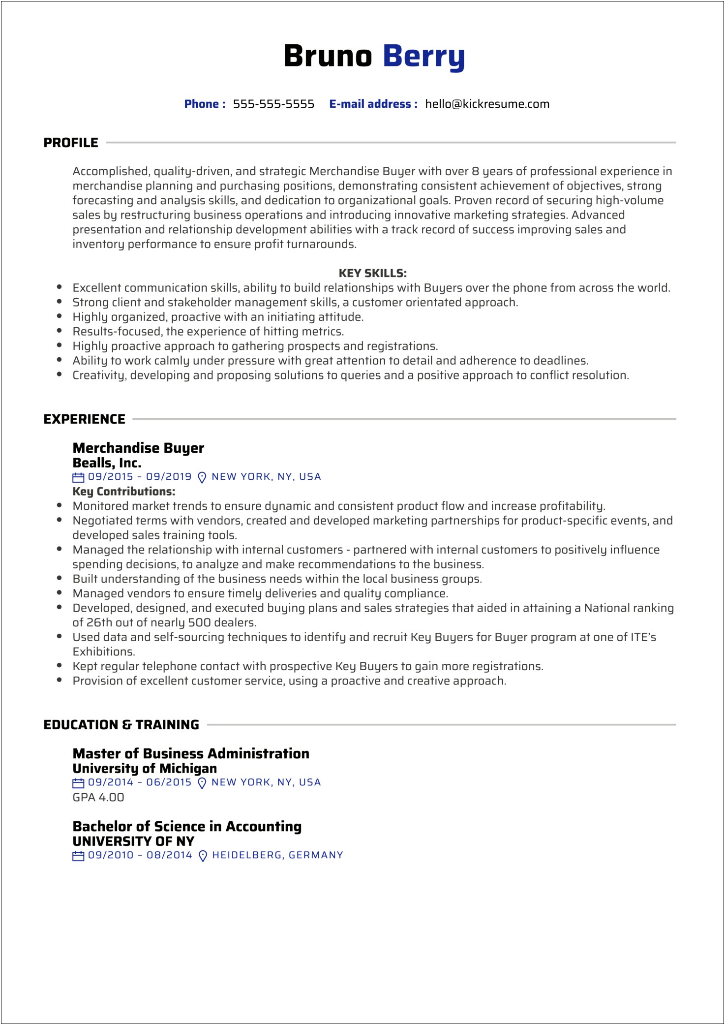 Fashion Buyer Resume Objective Examples