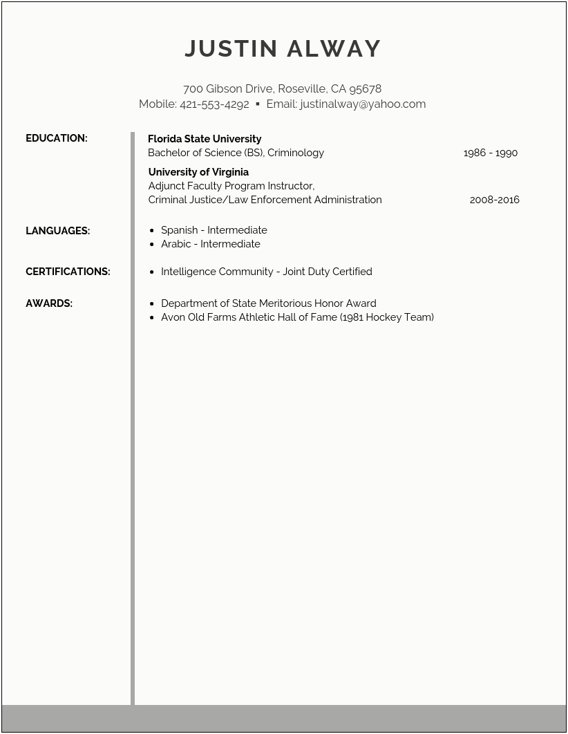 Fbi Special Agent Resume Objective
