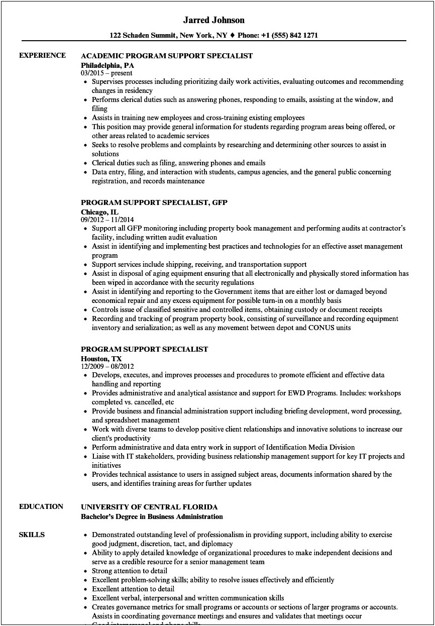 Federal It Specialist Resume Examples