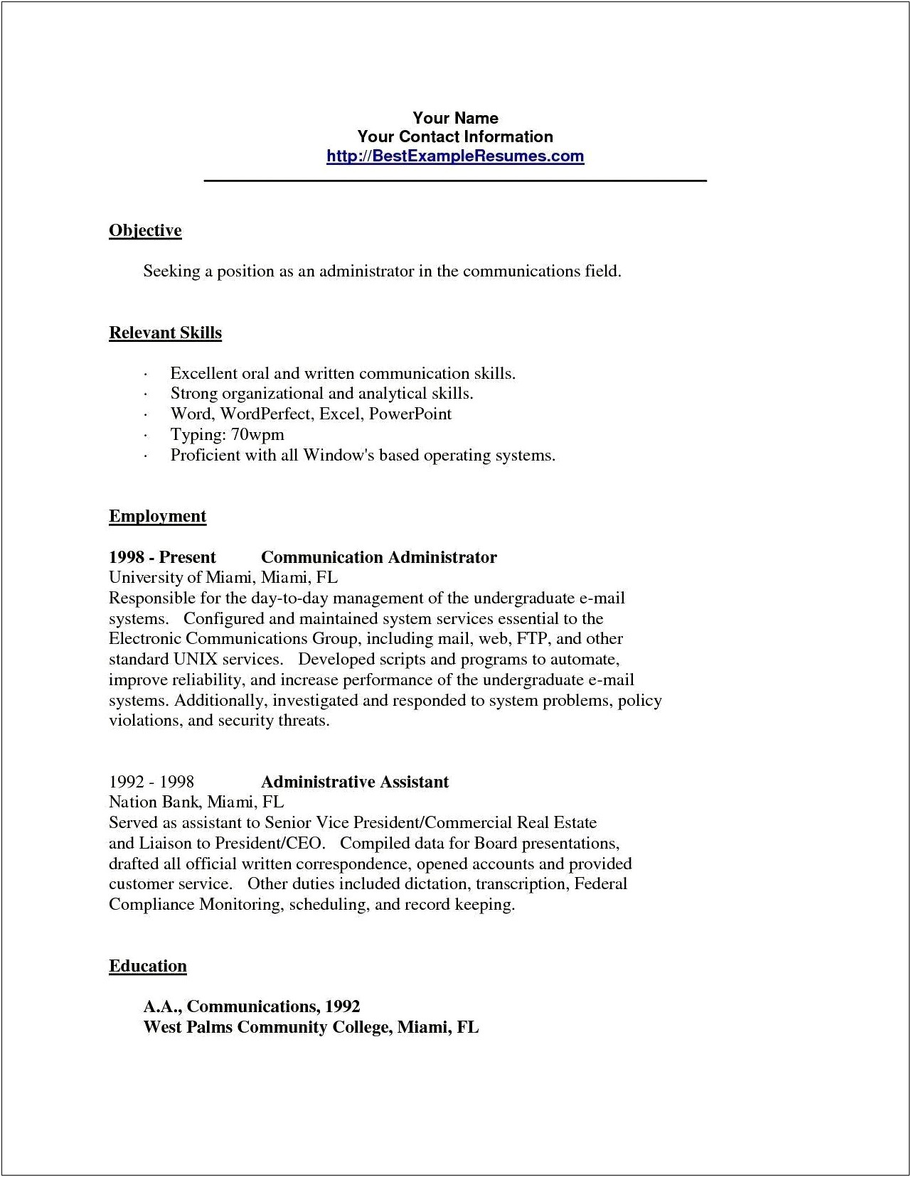 Federal Resume Template Department Of Interior Word