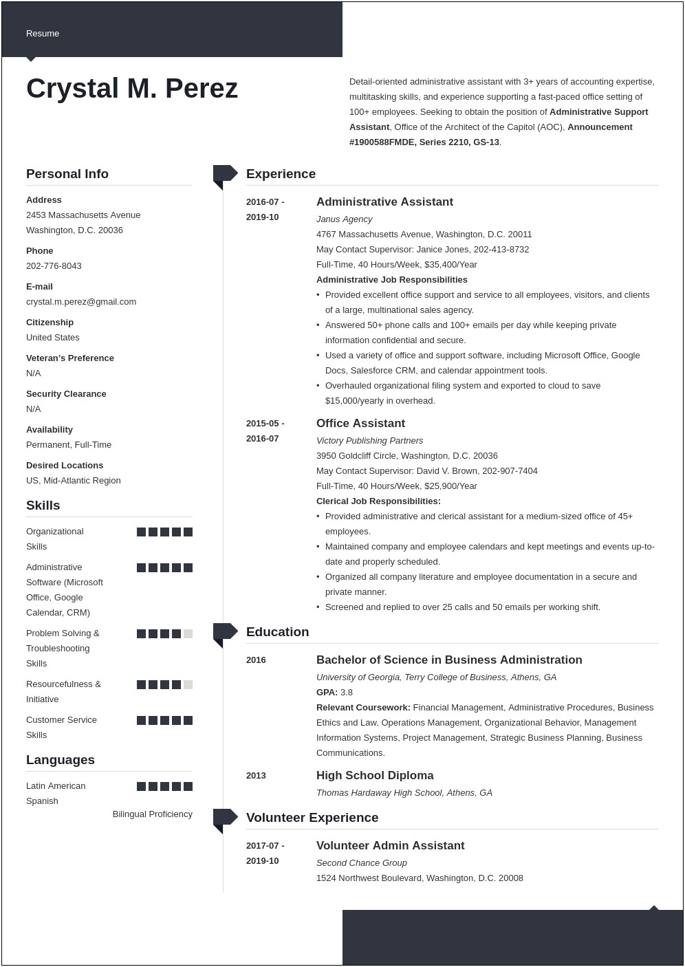 Federal Resume With Problem Solving Examples