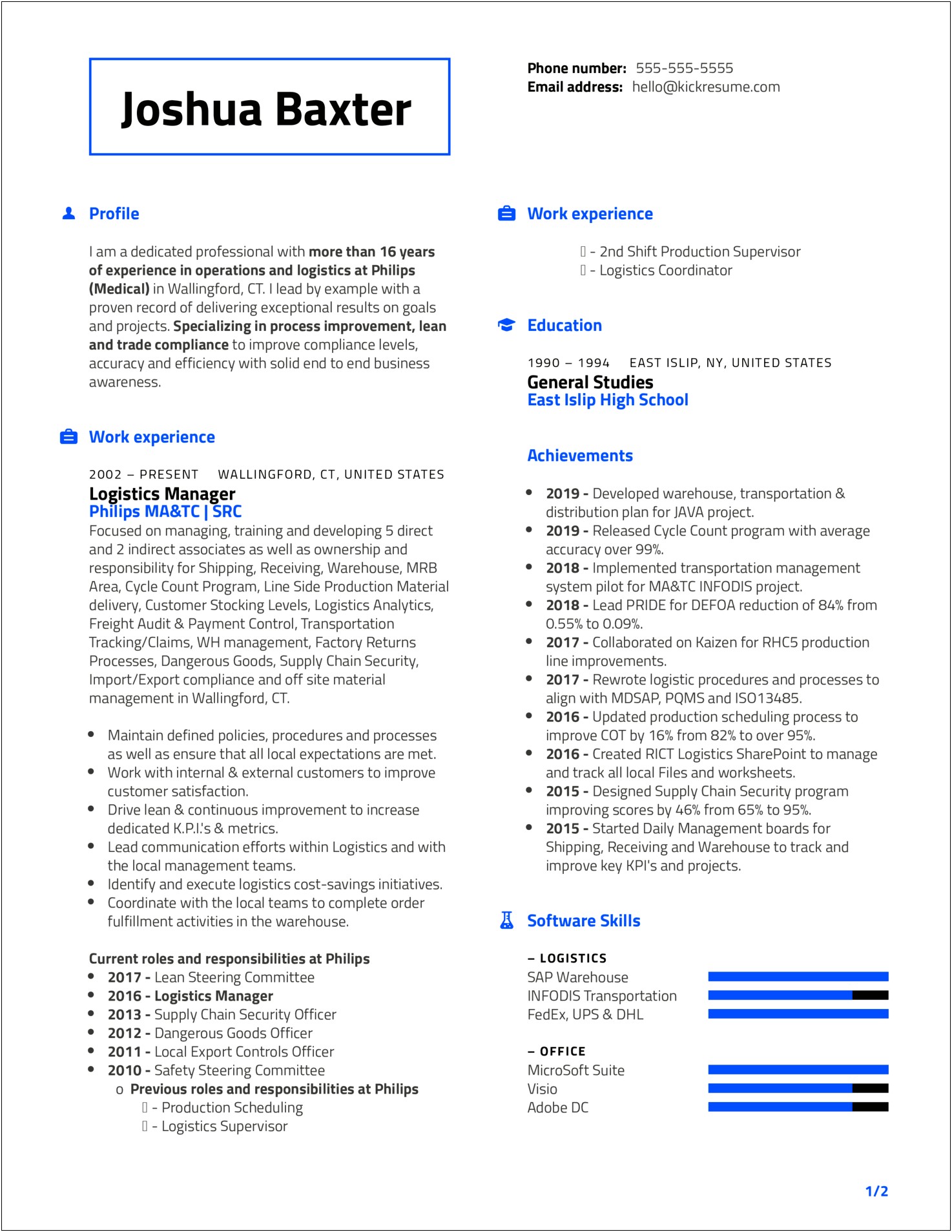Fedex Management Resume Skills Section