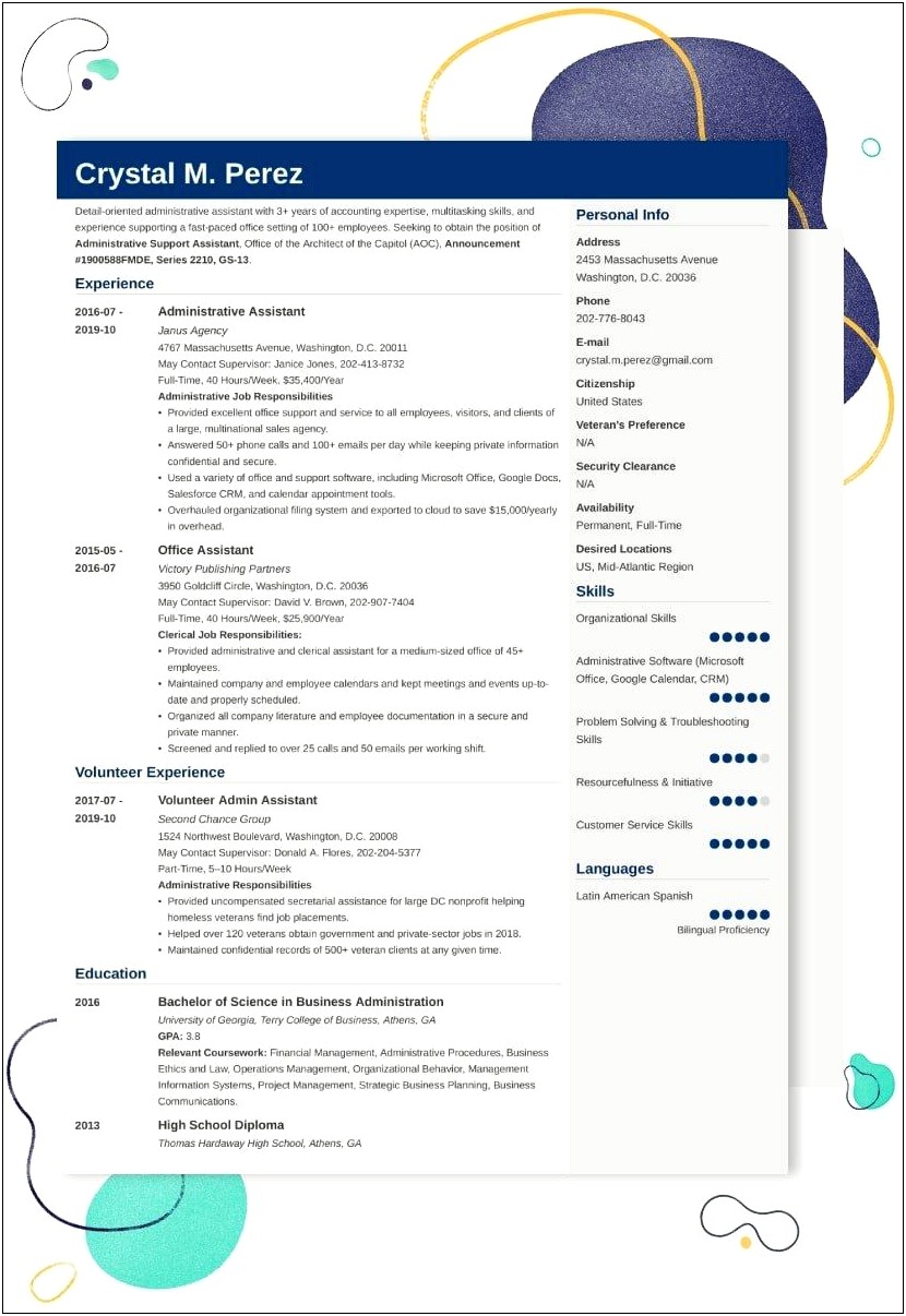 Fedral Job Resume For It