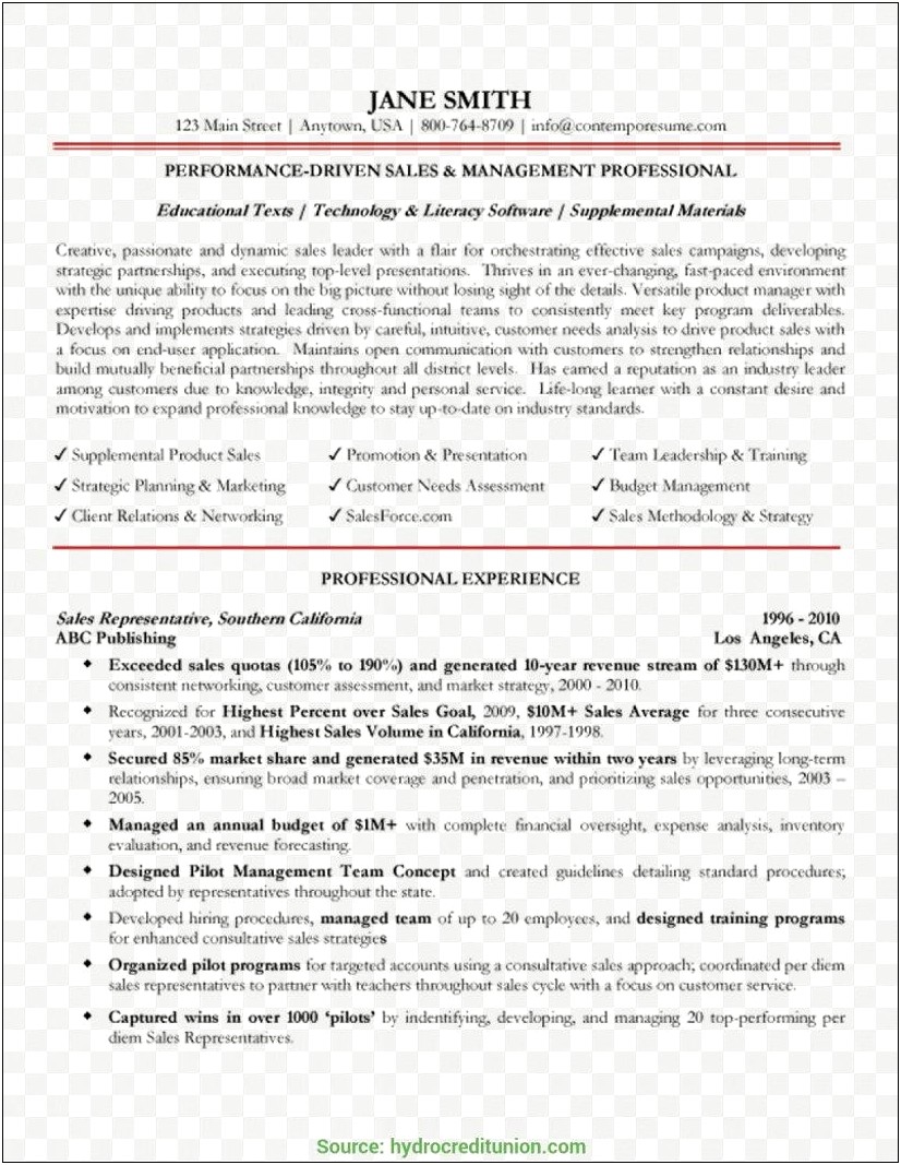 Field Sales Job Description For Resume