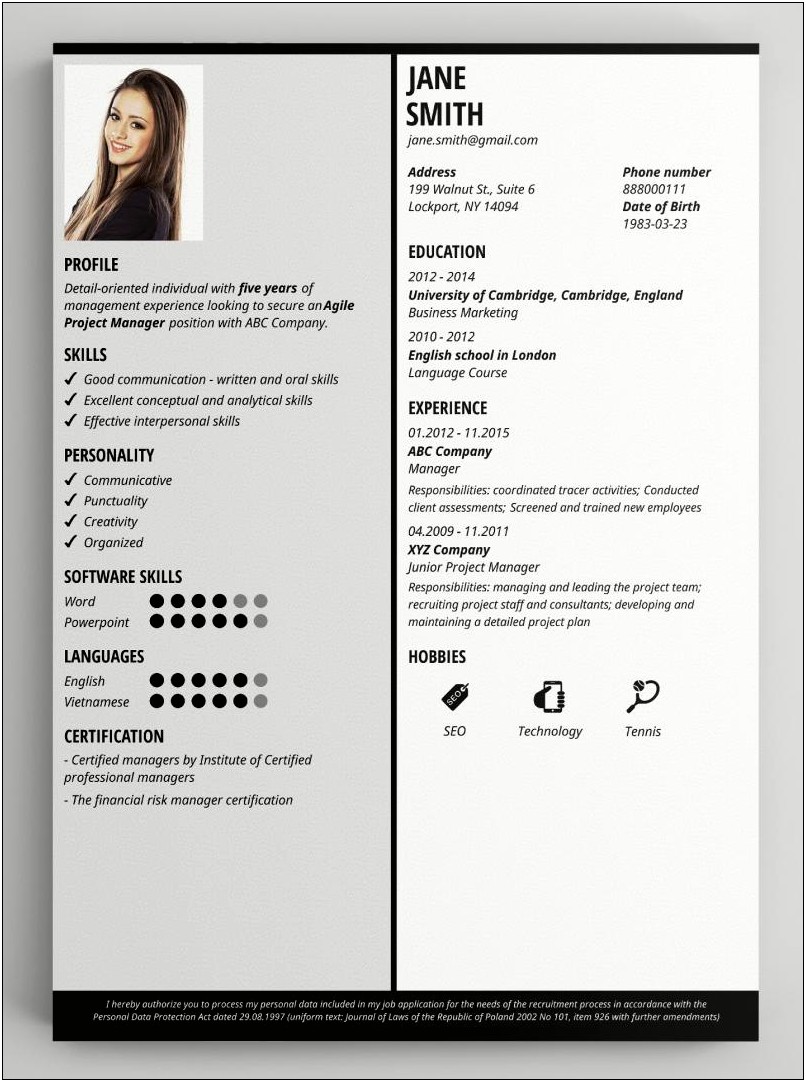 Fill In Resume Template Pdf Free