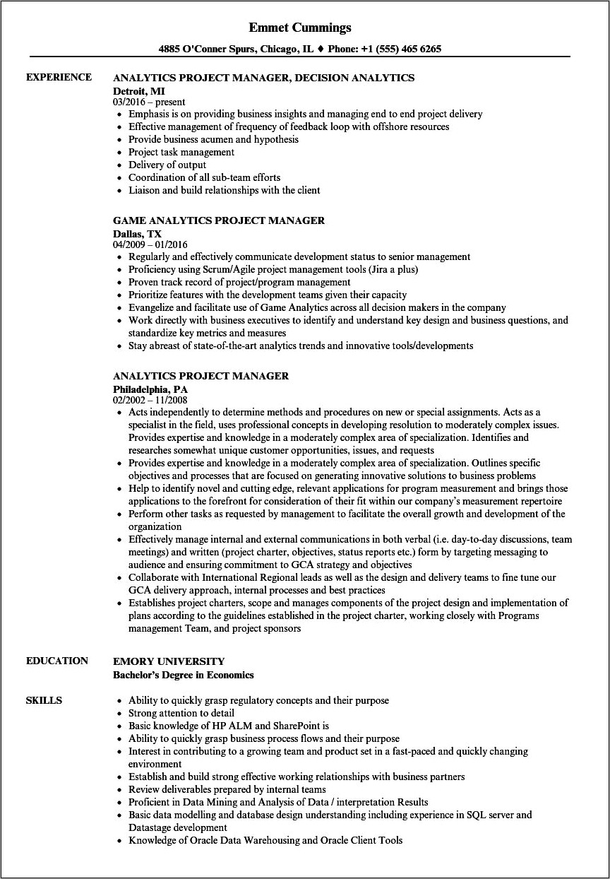 Finance And Analytics Manager Resume