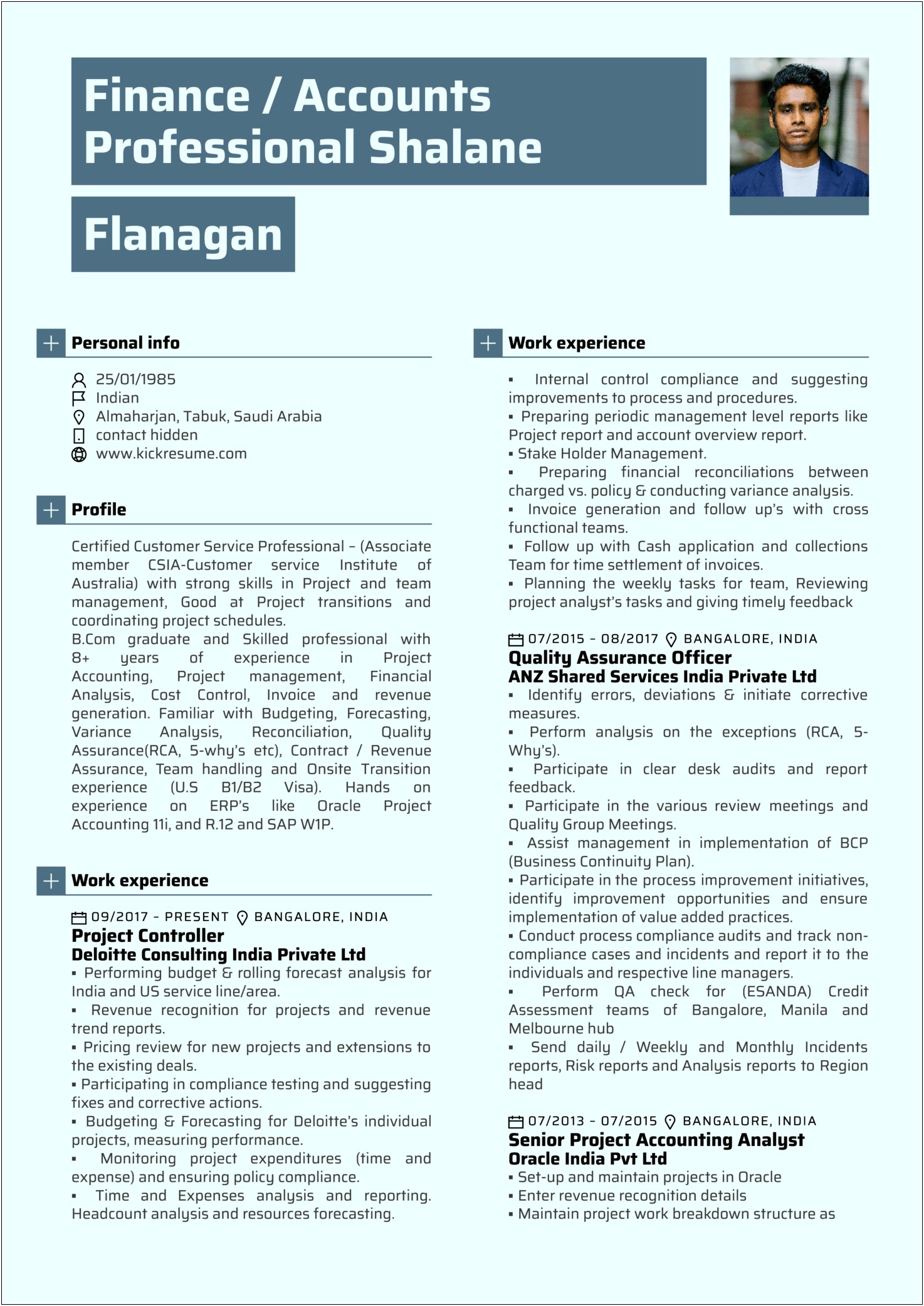 Finance Manager Resume Template Word