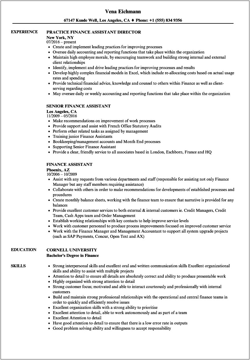 Financial Aid Assistant Resume Objective