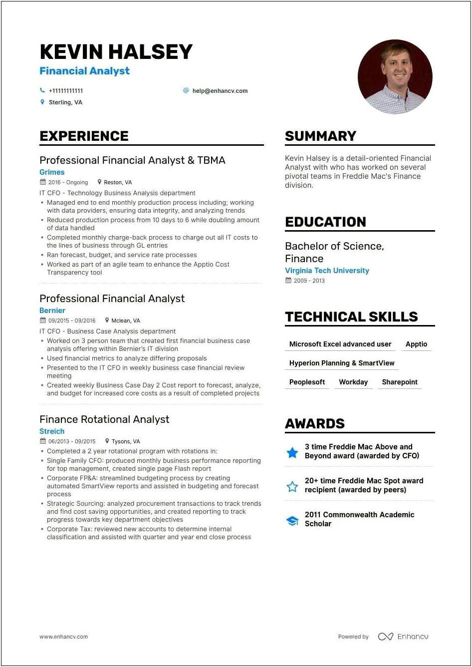 Financial Analyst Manufacturing Resume Example
