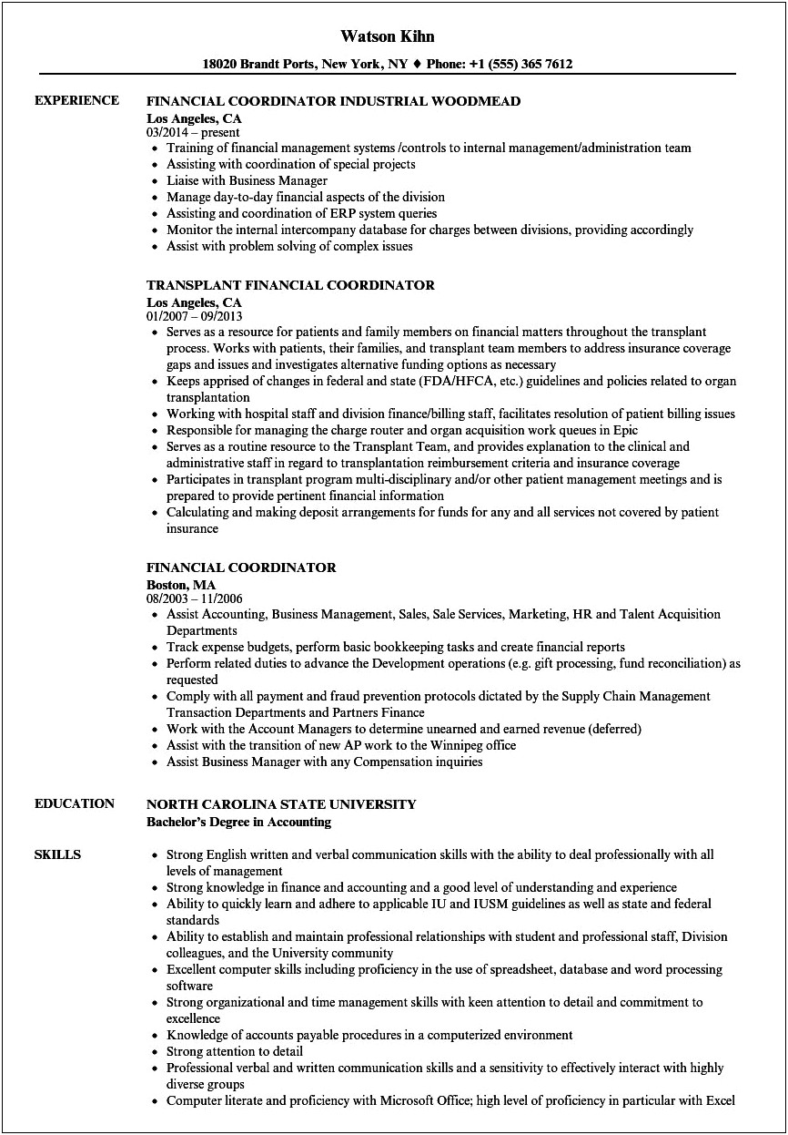 Financial Counselor Job Description Resume