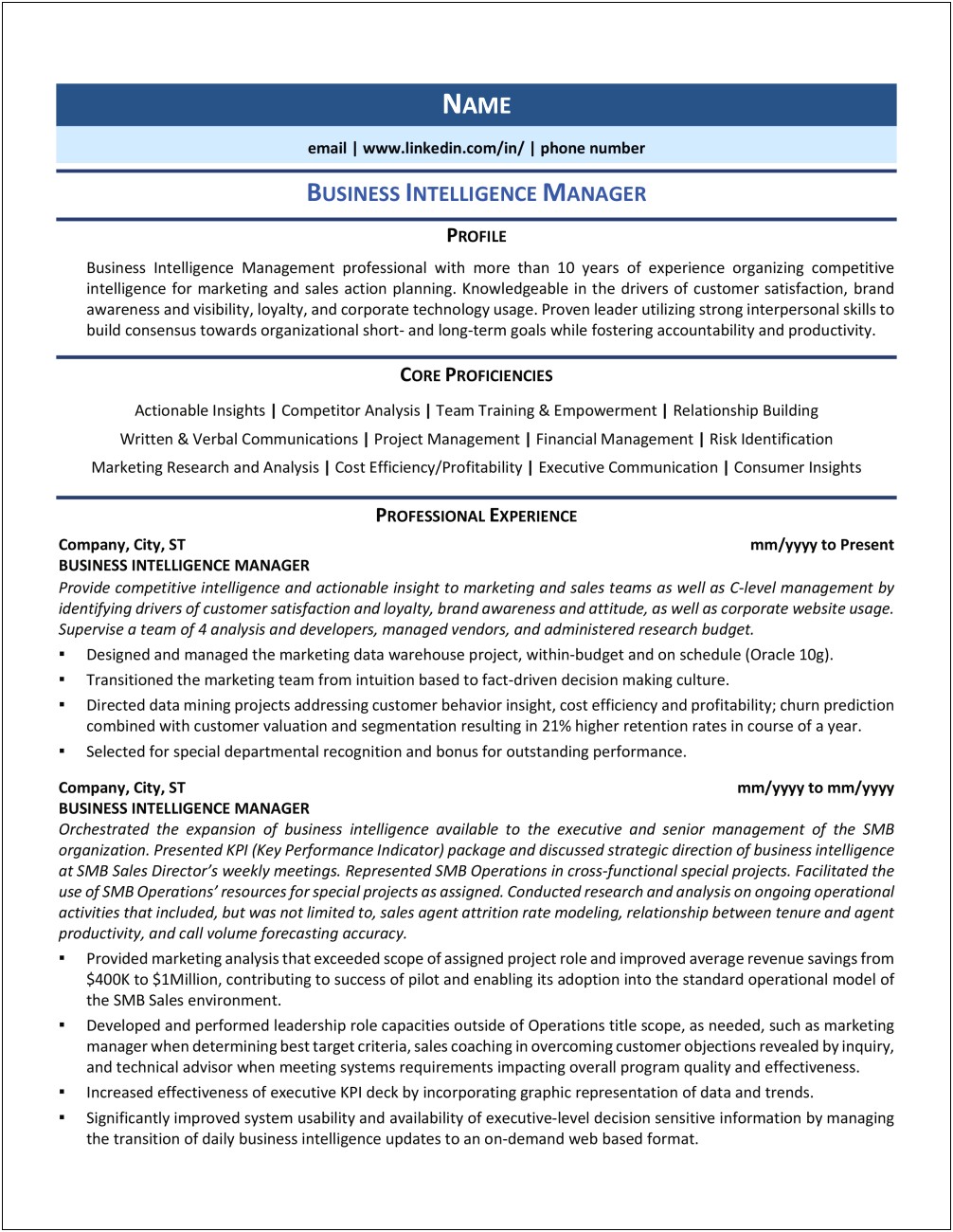 Financial Reporting Manager Resume Sample