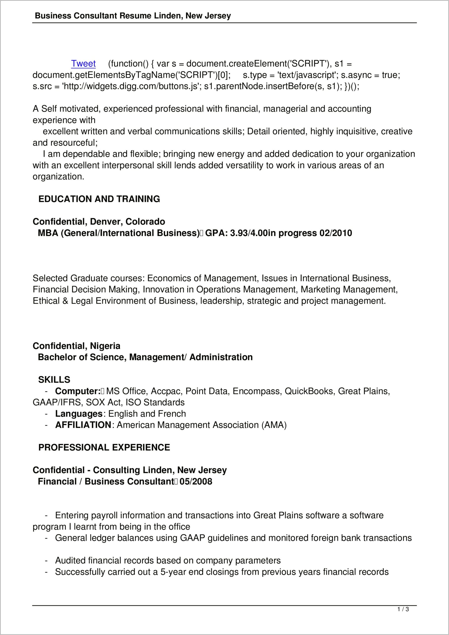 Financial Services Consultant Resume Samples