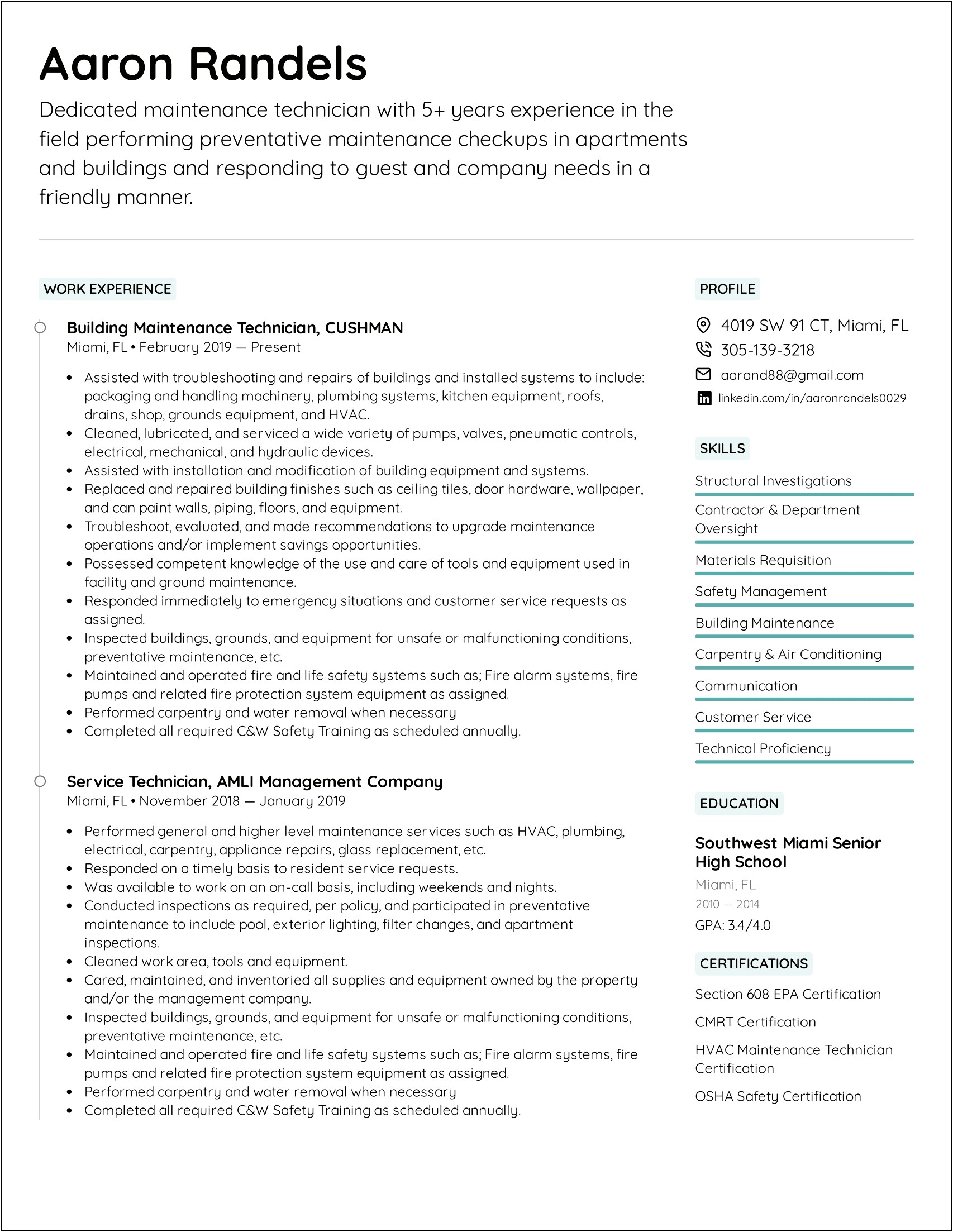 Fire Alarm Project Manager Resume