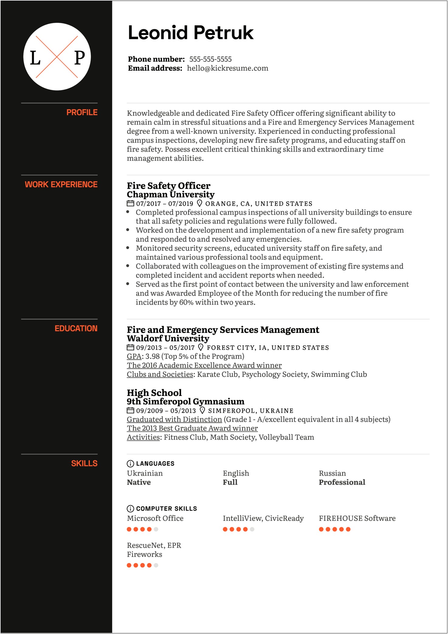 Fire And Life Safety Director Resume Template