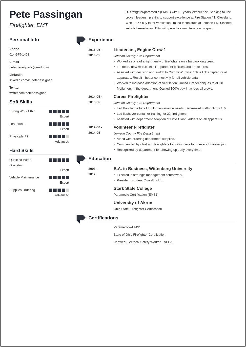 Firefighter Resume Example Entry Level