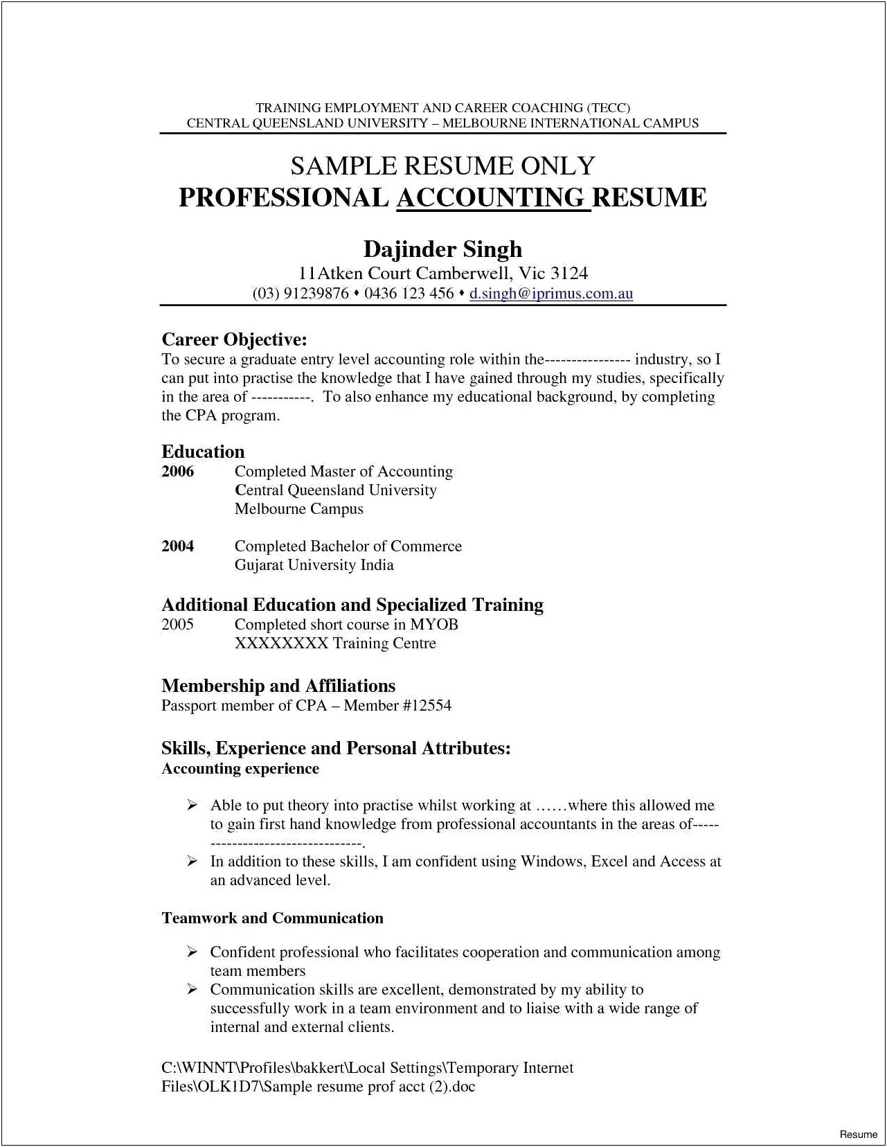 First Entry Job Objective Resume