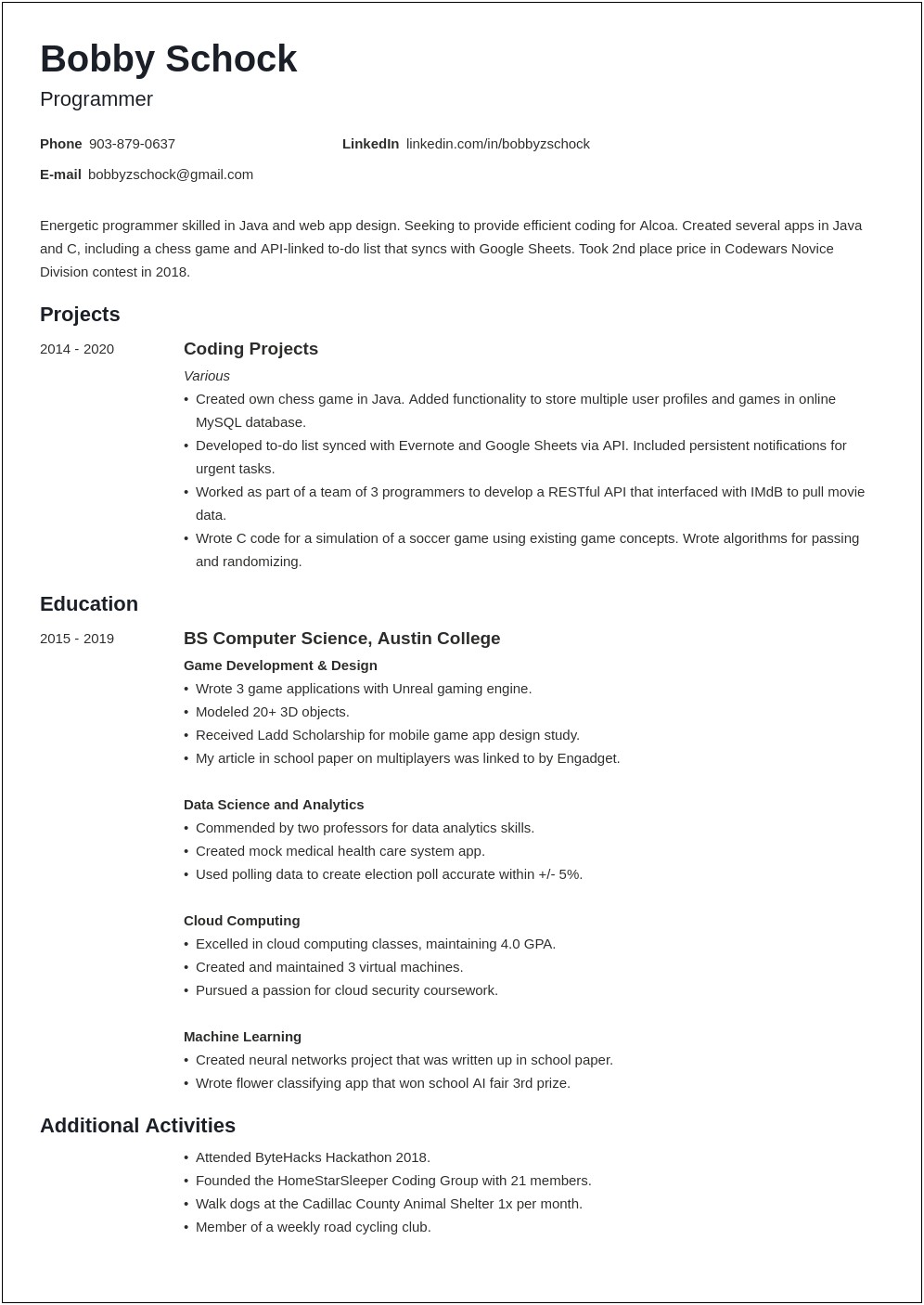 First Job College Student First Time Resume