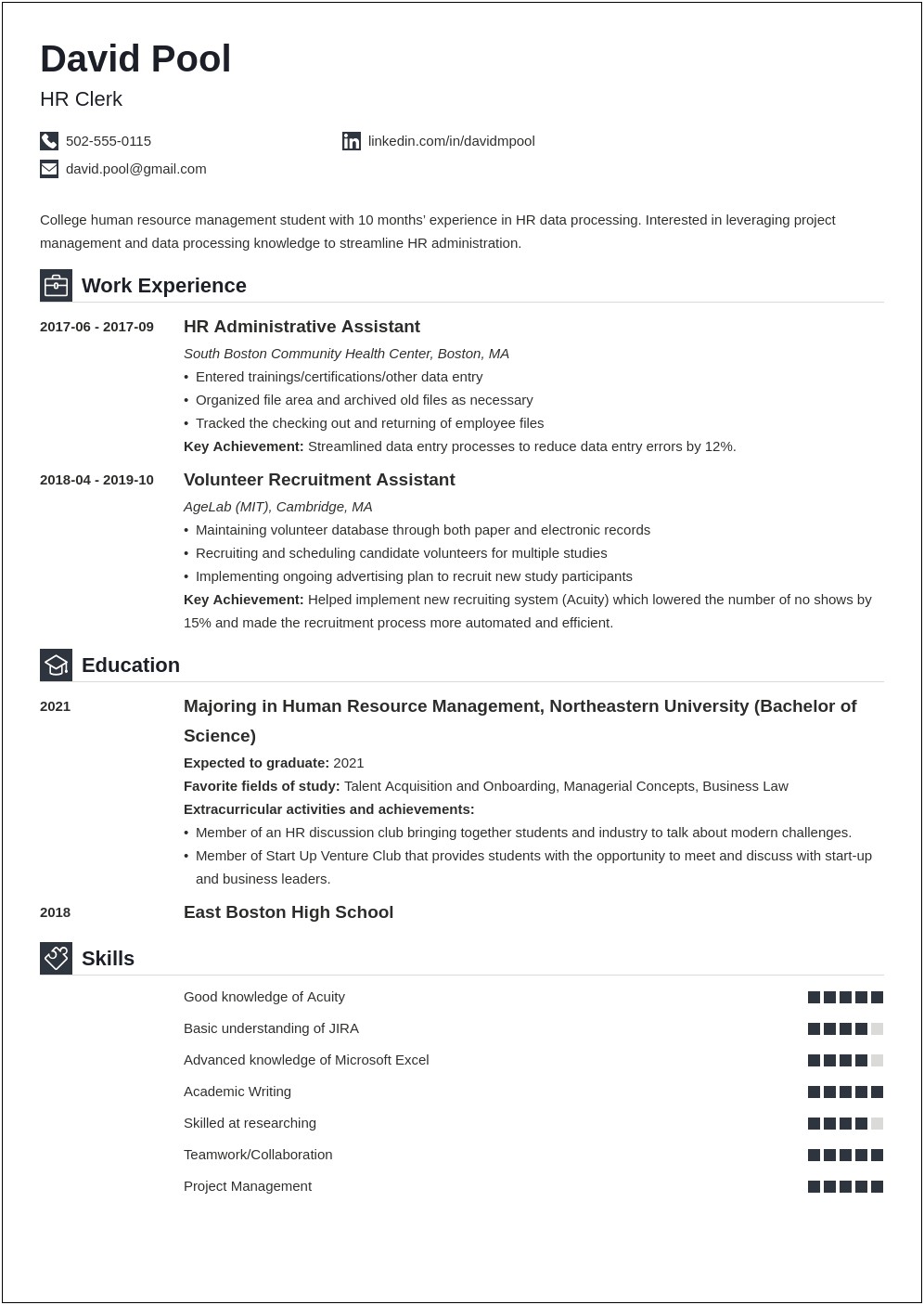 First Year University Student Resume Template