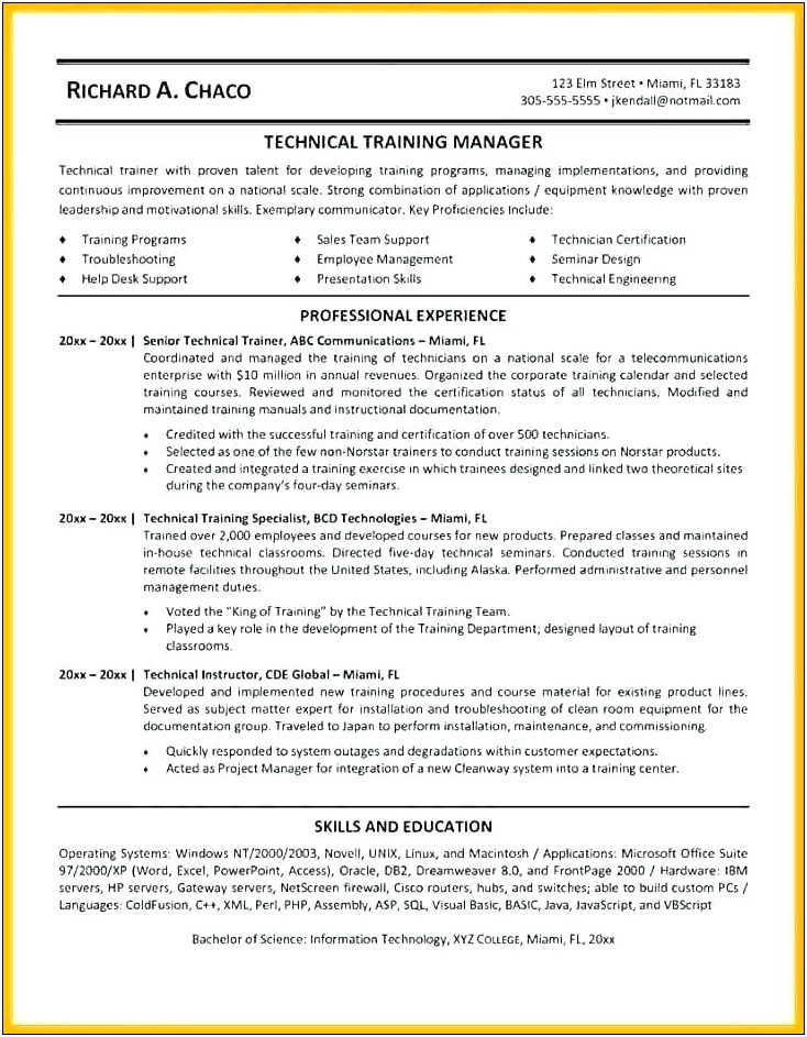 Fitness Manager Job Description Resume