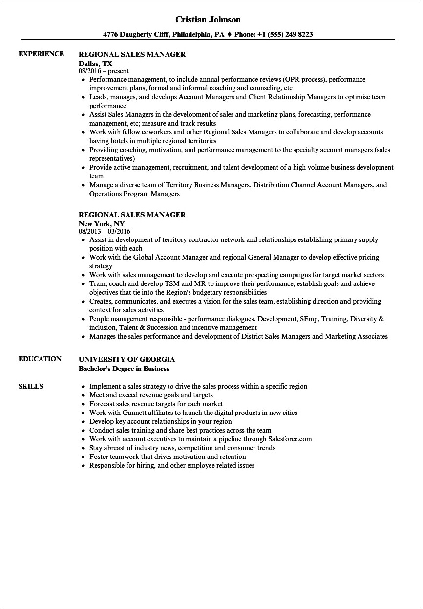 Fitness Sales Manager Resume Examples