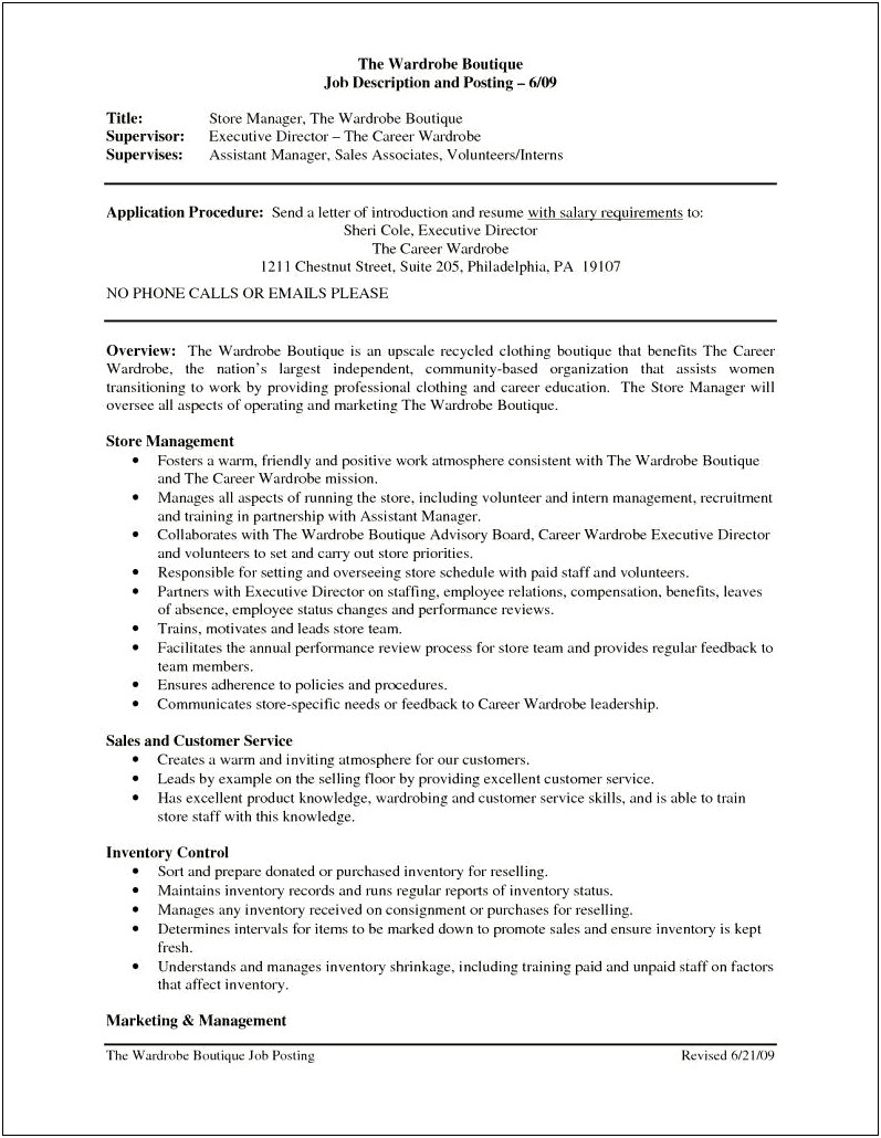 Floor Associate Job Description Resume