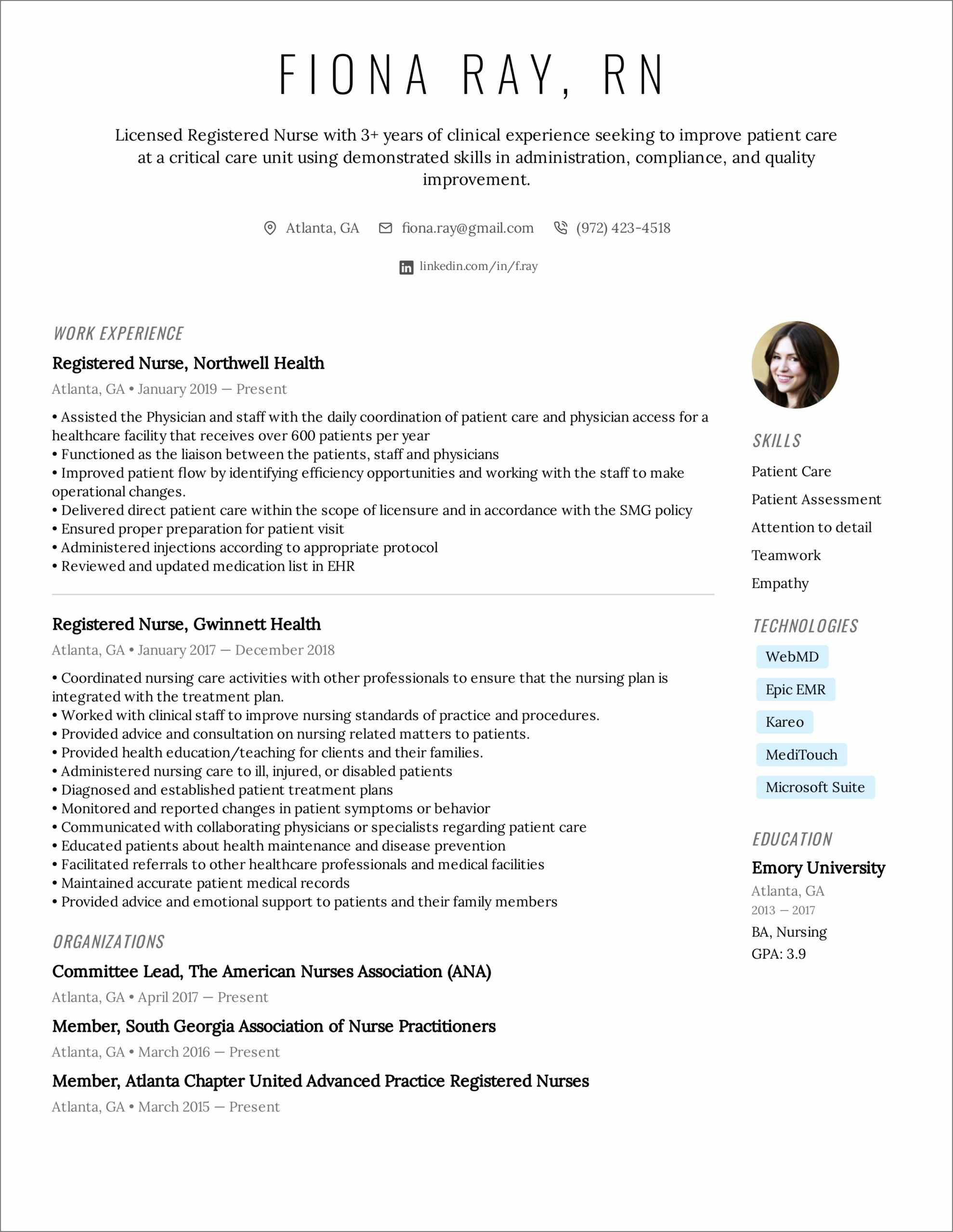 Fnp Resume Example 2 Pages