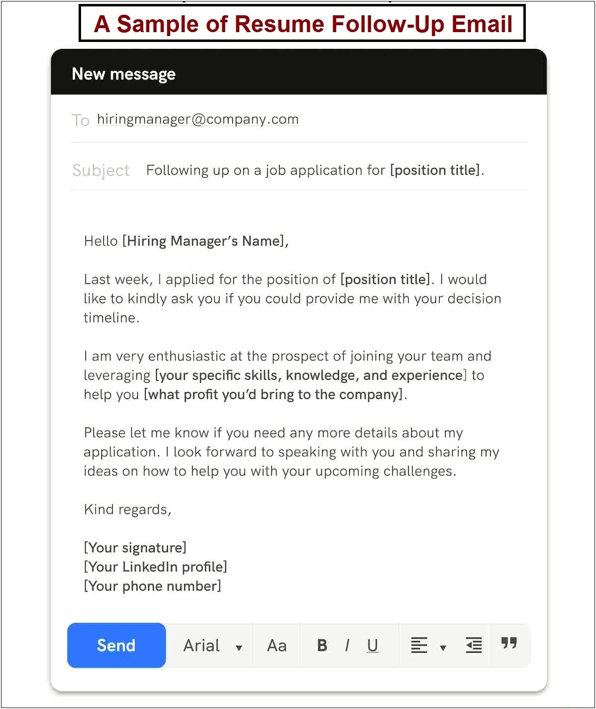 Follow Up Email After Resume Template