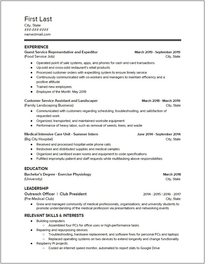 Food Expeditor Job Description For Resume