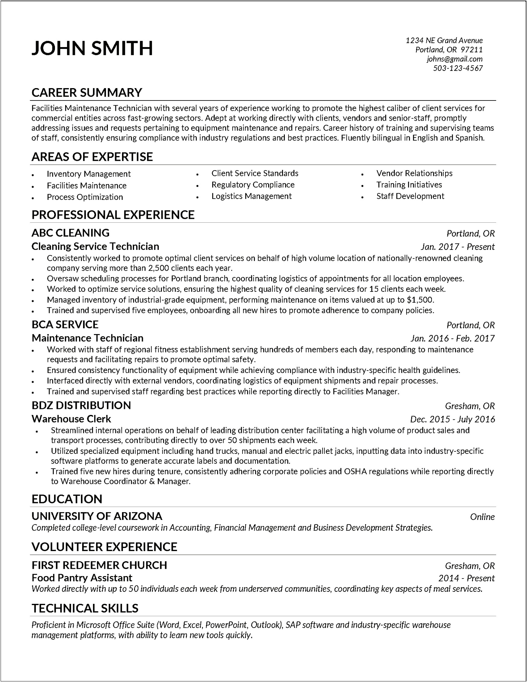 Food Pantry Volunteern Description For Resume