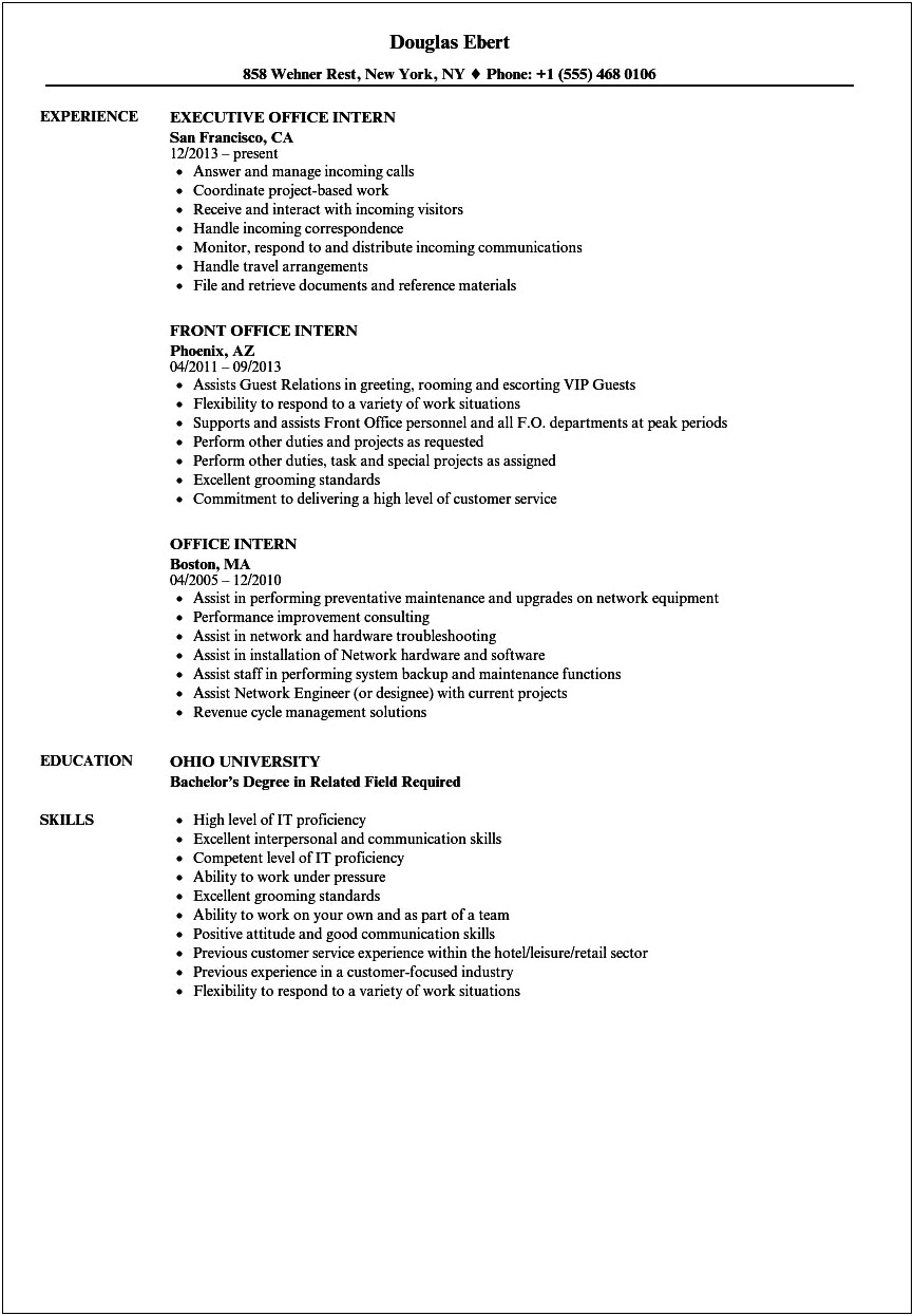 Forensic Accounting Intern Resume Examples
