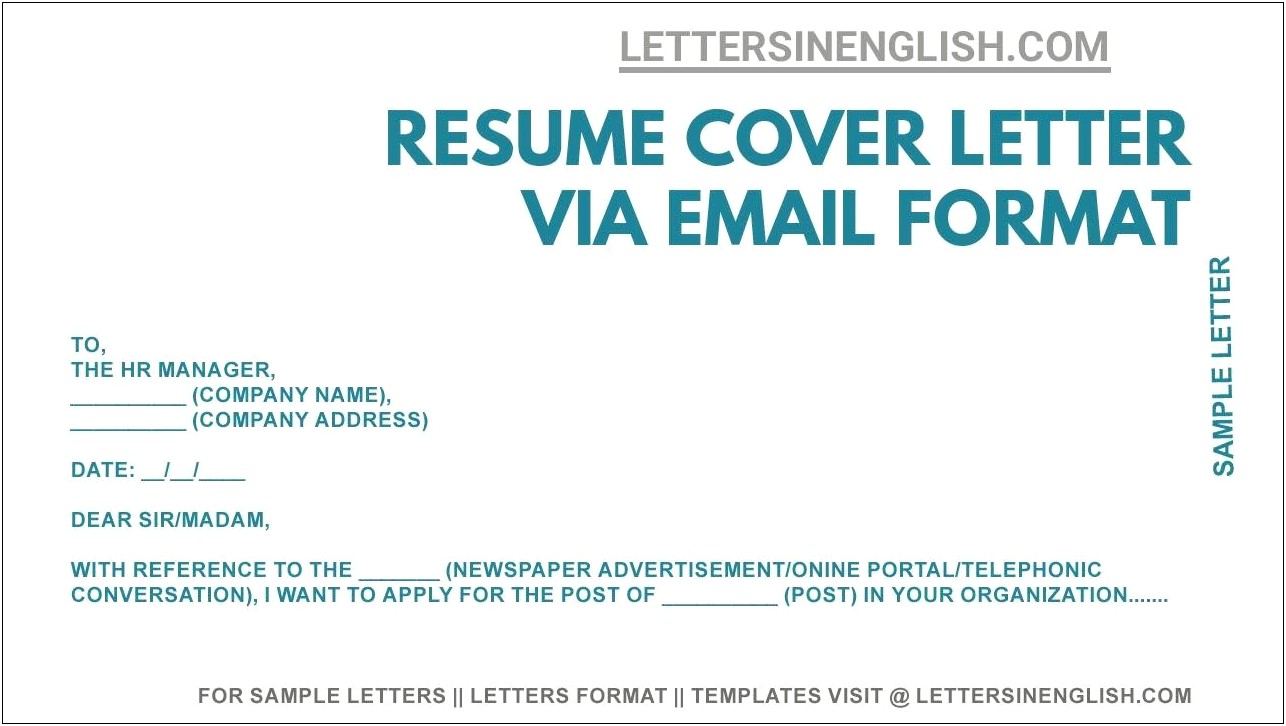 Format For Email Cover Letter For Resume