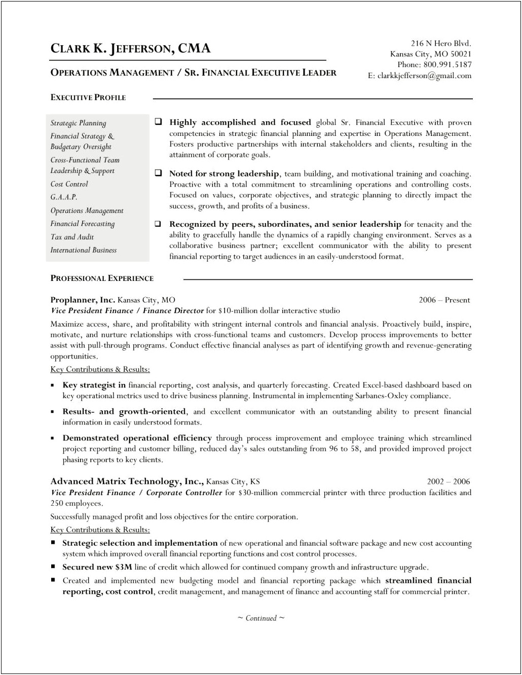 Format For Resume Systems Manager