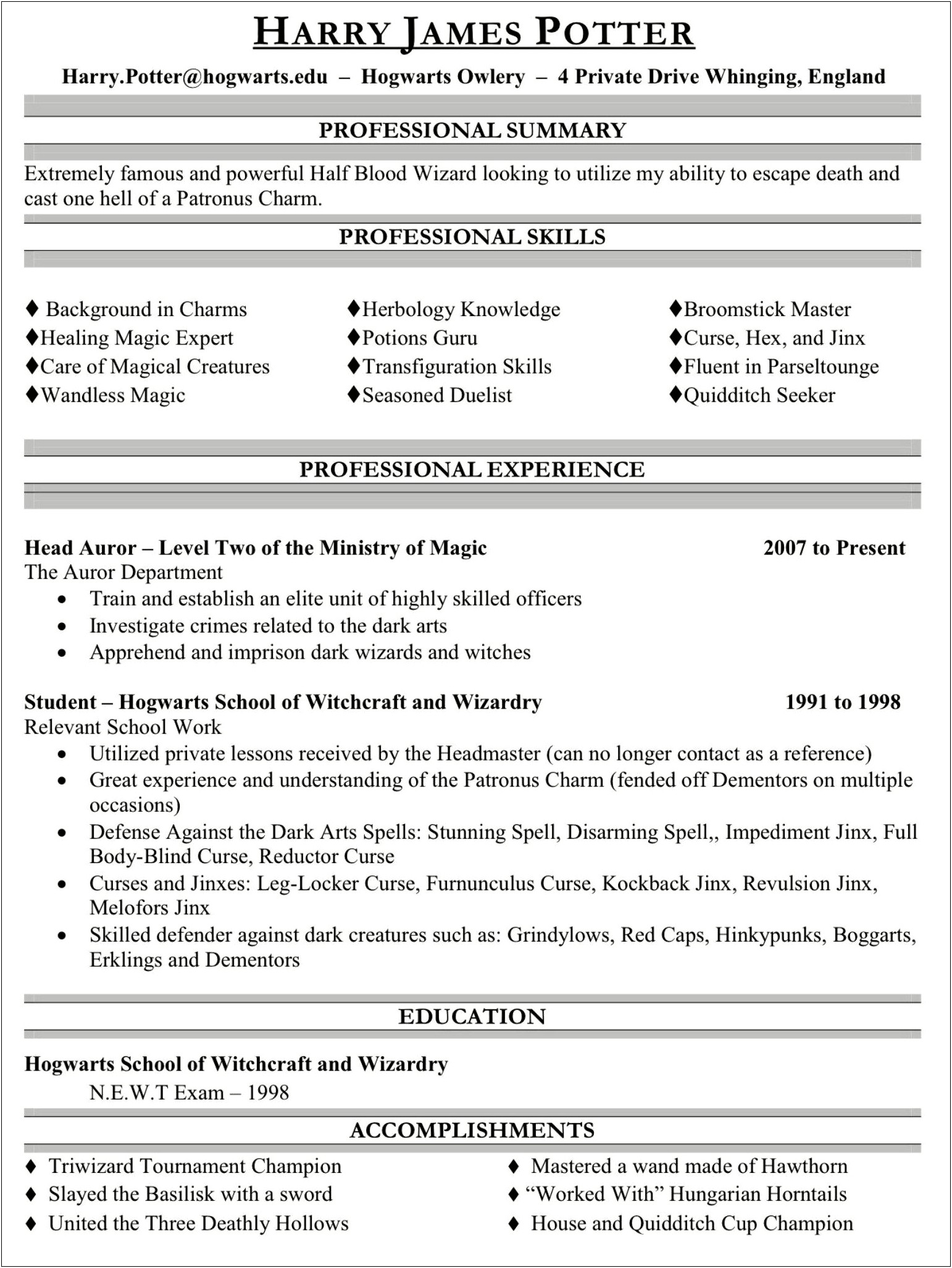 Formating The Profesional Experience In Resume