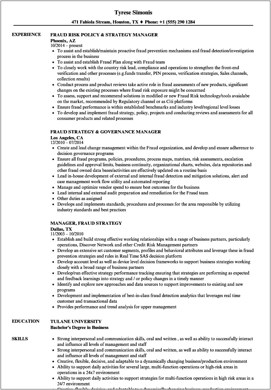 Fraud Prevention Specialist Resume Examples