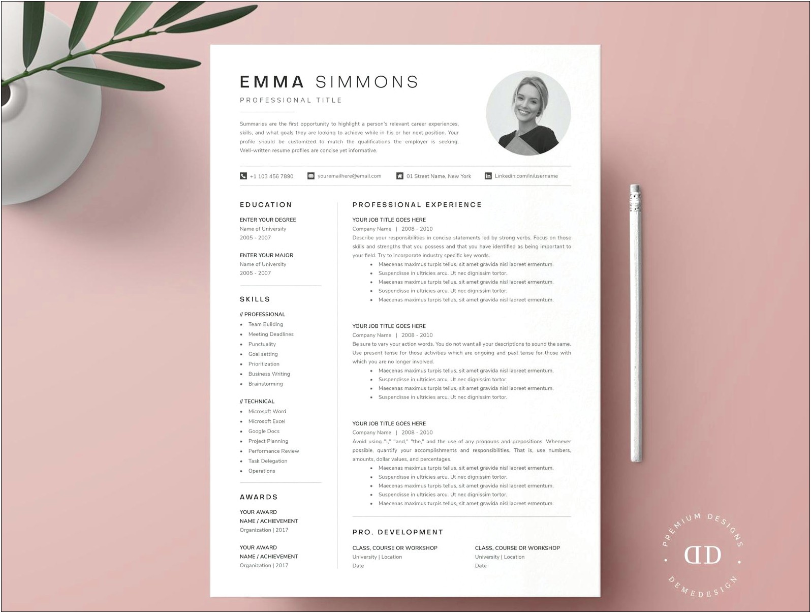 Free 1 Page Resume Templates