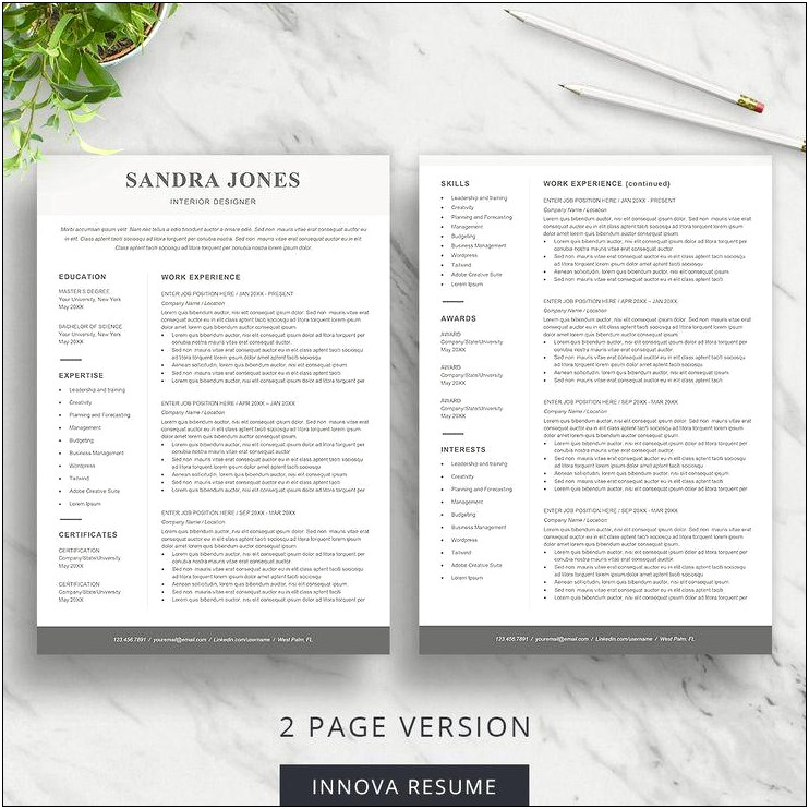 Free 2 Page Resume Template Download
