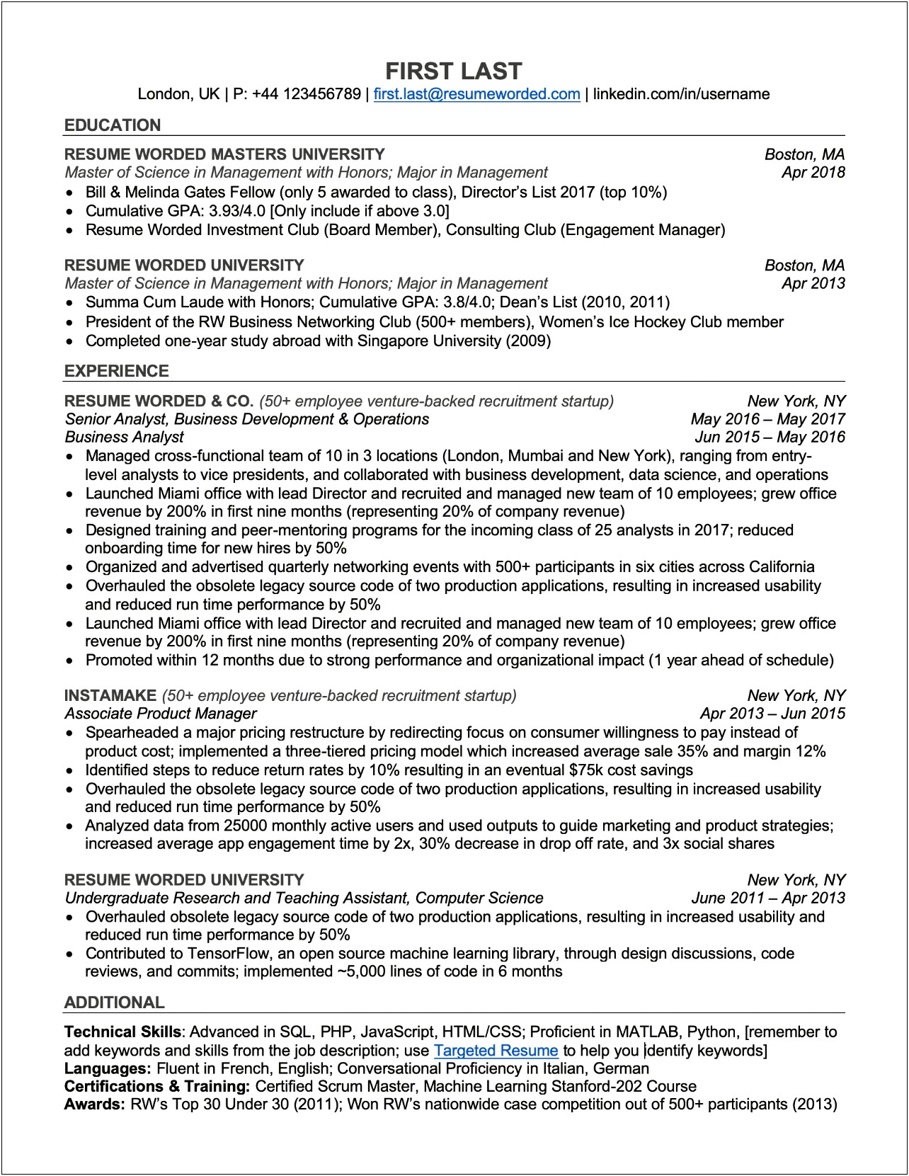 Free 2018 Ats Friendly Resume Template