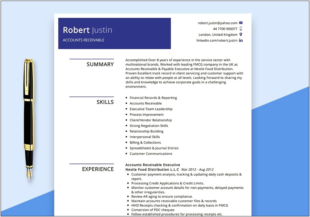 Free Accounts Payable Receivable Resume Samples
