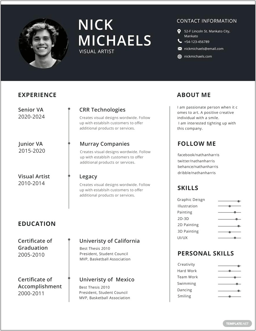 Free Black And White Downloadable Resume For Word