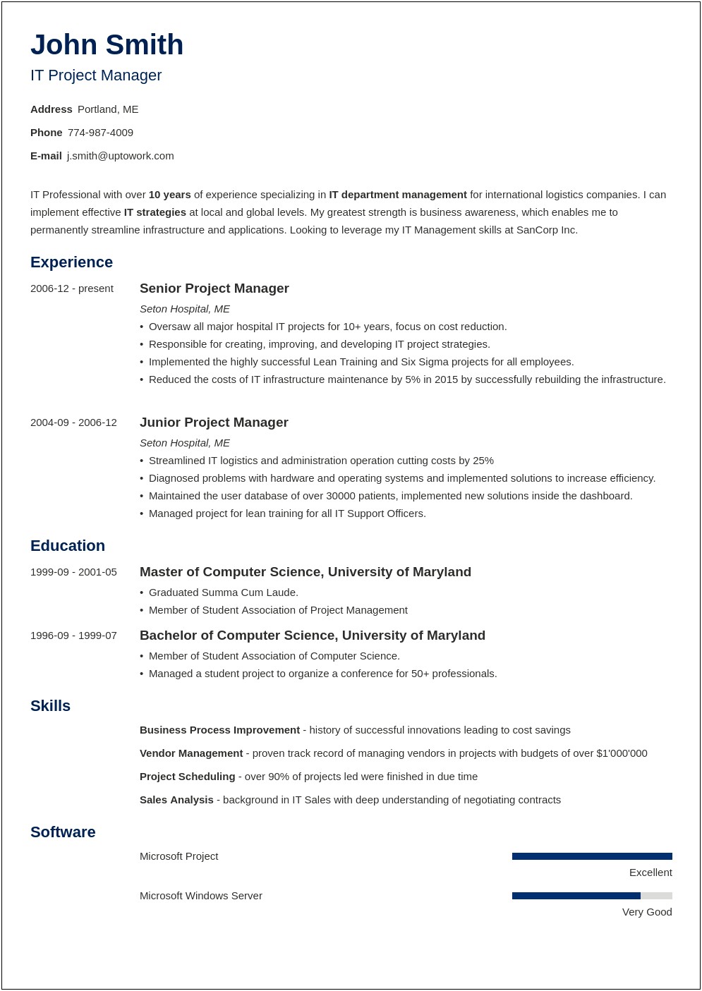 Free Blank Copy Of A Resume