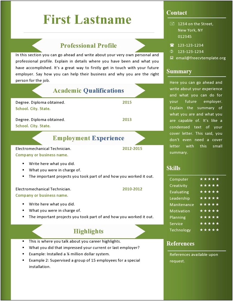 Free Blank Resume Templates To Download
