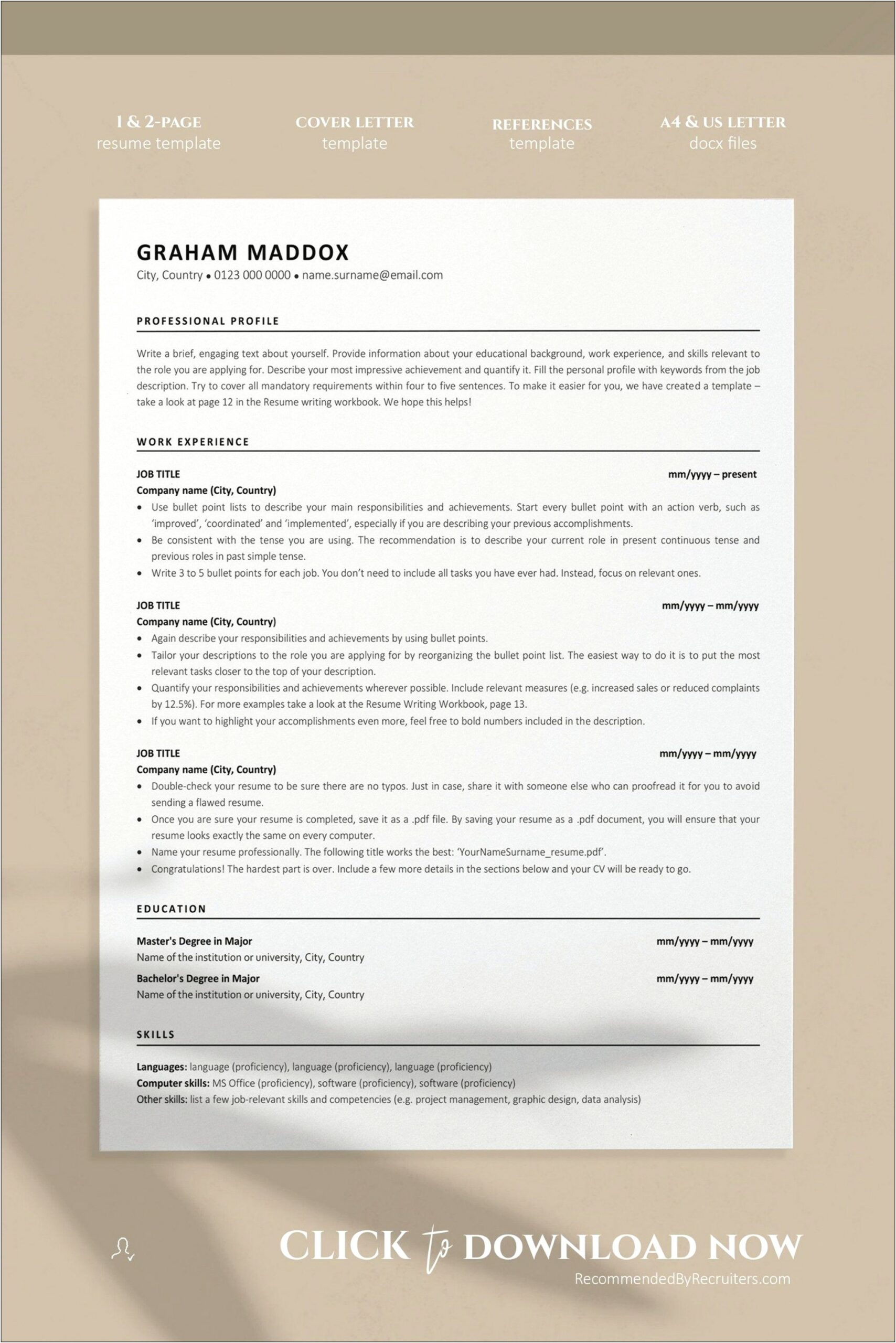 Free Classic Resume Template Download
