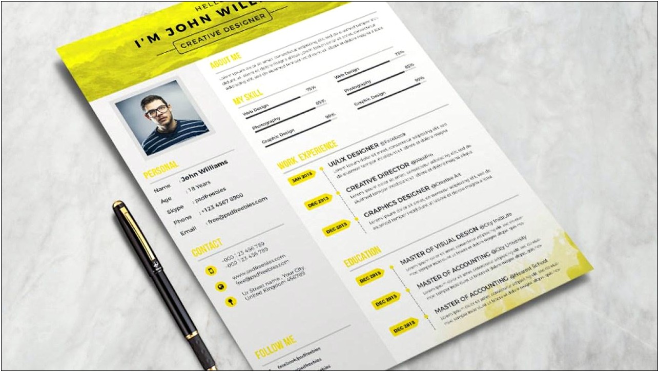 Free Clean Resume Psd Template