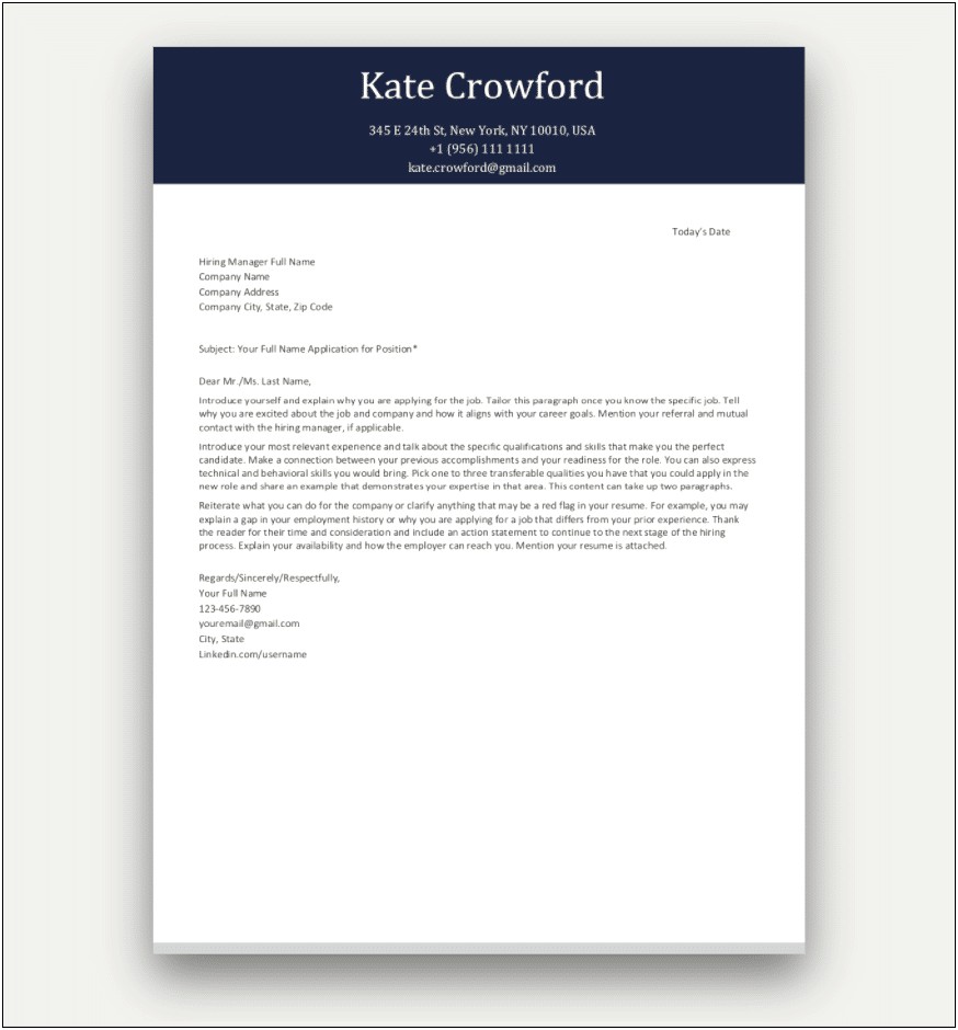 Free Cover Resume Letter Template Word
