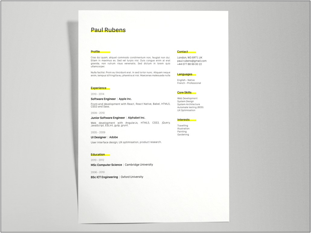 Free Creative Resume Template For Google Docs