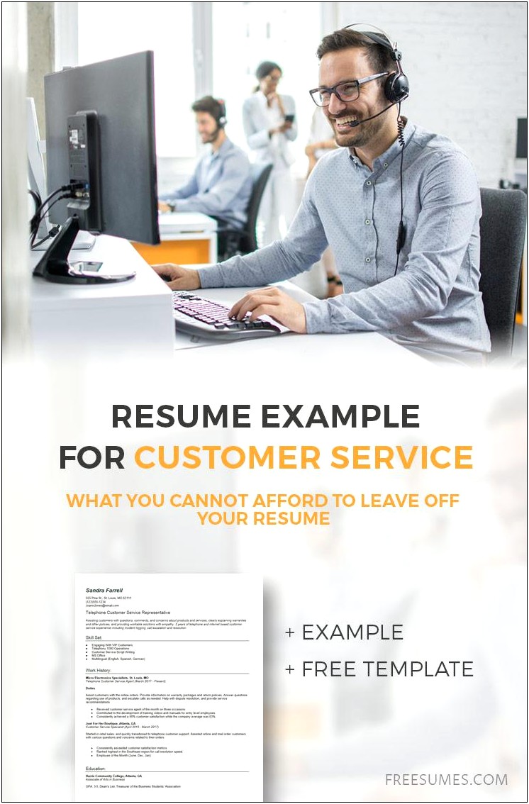 Free Customer Service Representative Resume Sample