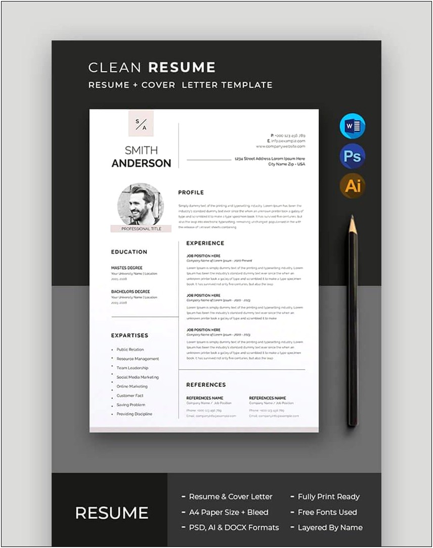 Free Cv Resume Psd Template With Cover Letter